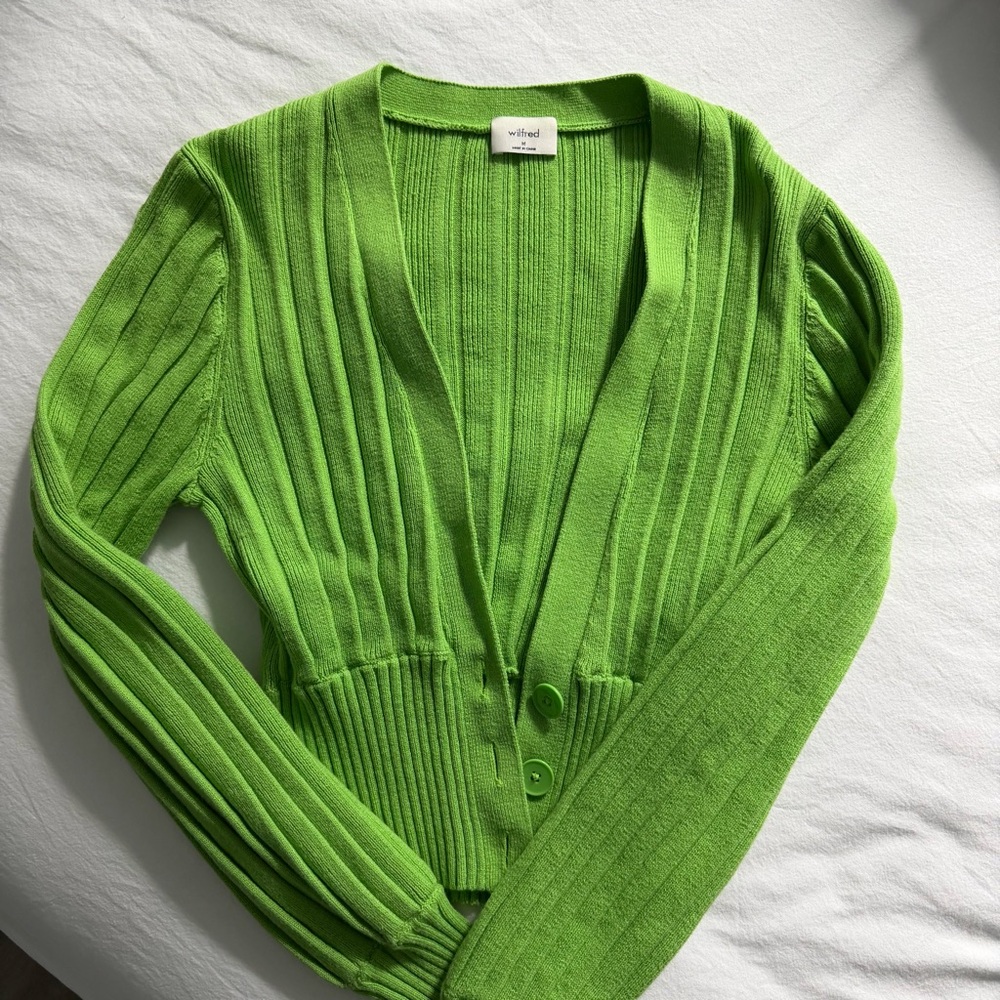 Wilfred Bright Green Plunge Front Cardigan